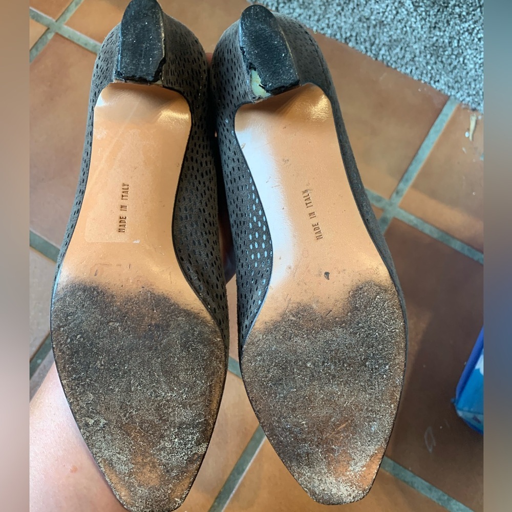 Ferragamo Vintage Gray Suede Chunky Kitten Heel - Picture 5 of 6